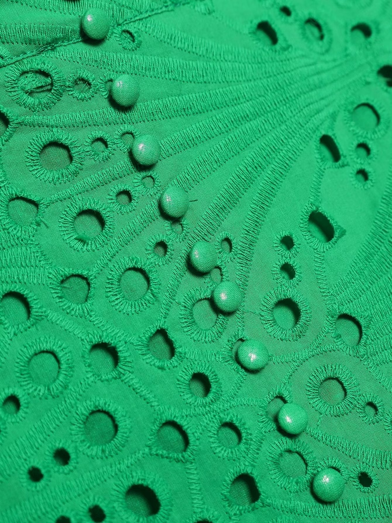 Women Clothing Embroidered Laminated Decoration Green Skirt