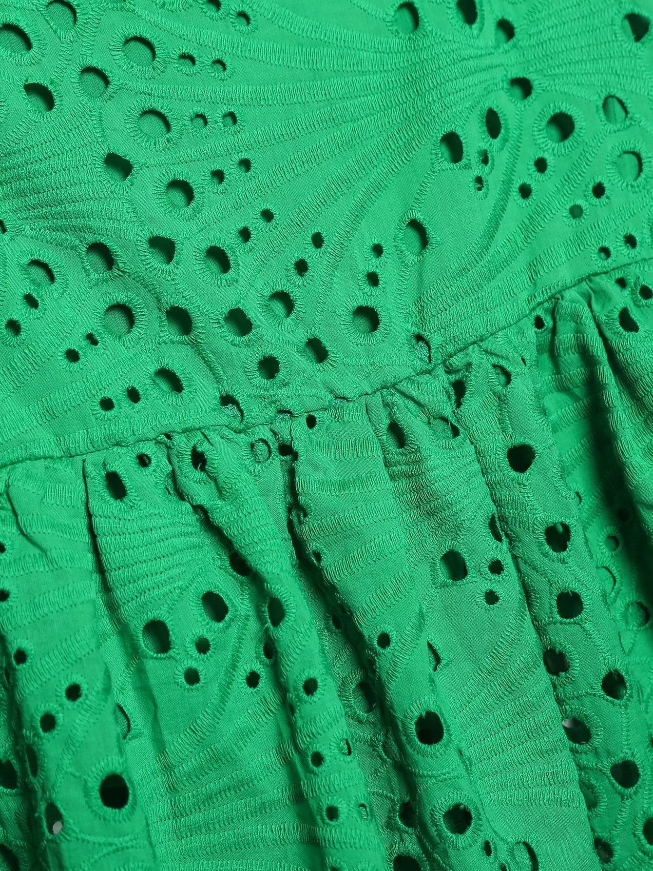 Women Clothing Embroidered Laminated Decoration Green Skirt