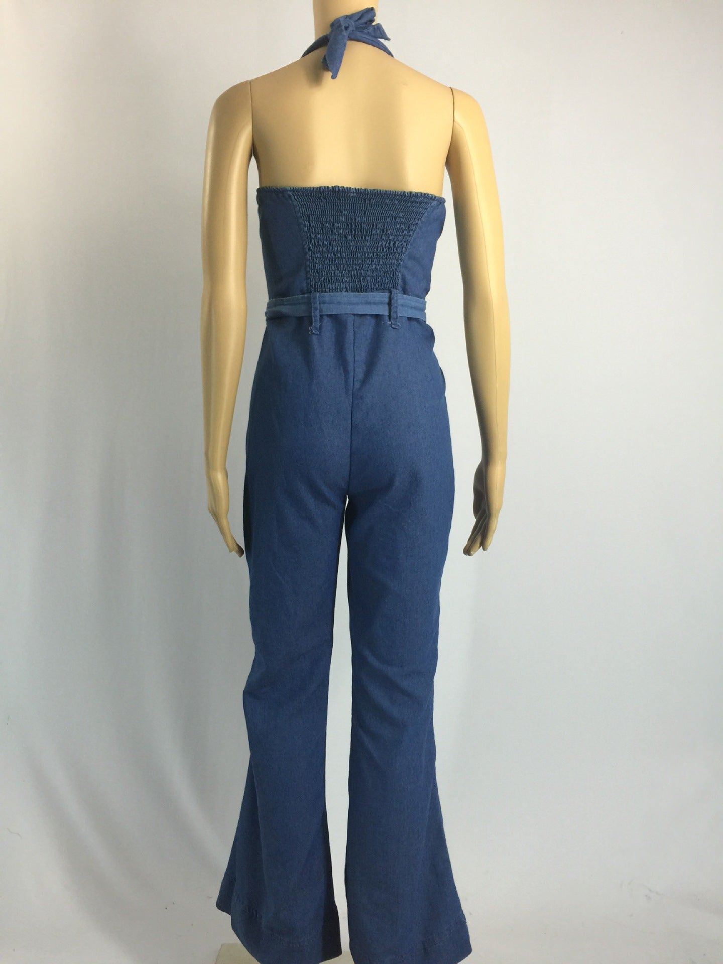 Sexy Jeans Women Slim Fit Casual Jumpsuit Containing Belt