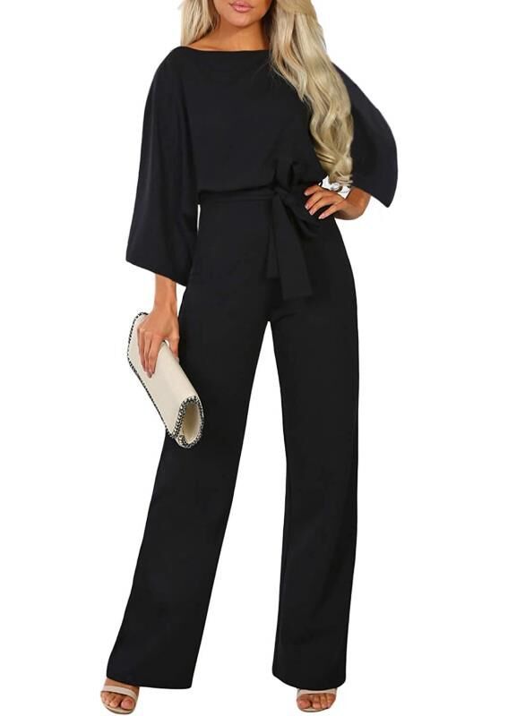 Fall Winter Batwing Long Sleeve Lace Up Women One Piece Trousers