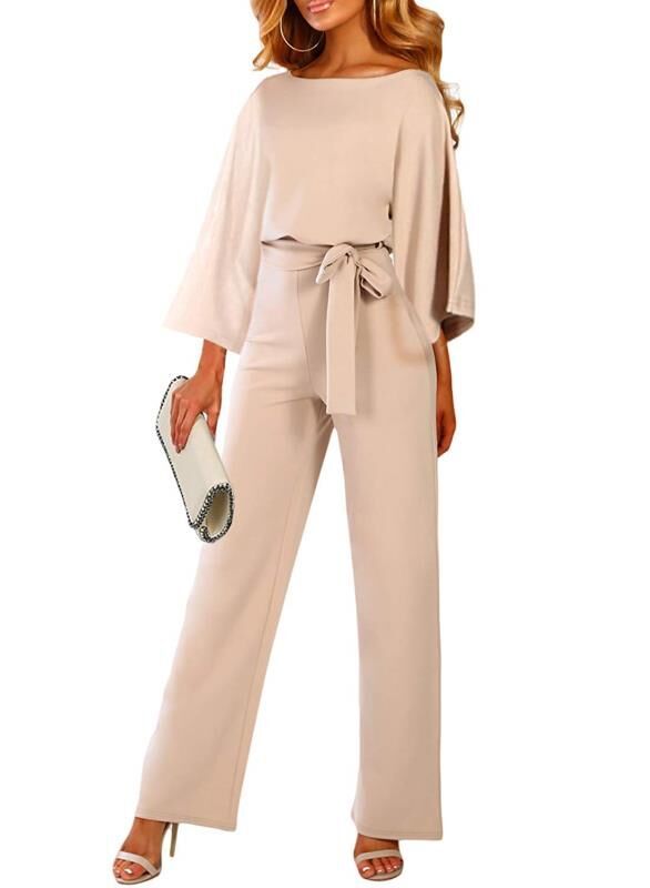 Fall Winter Batwing Long Sleeve Lace Up Women One Piece Trousers