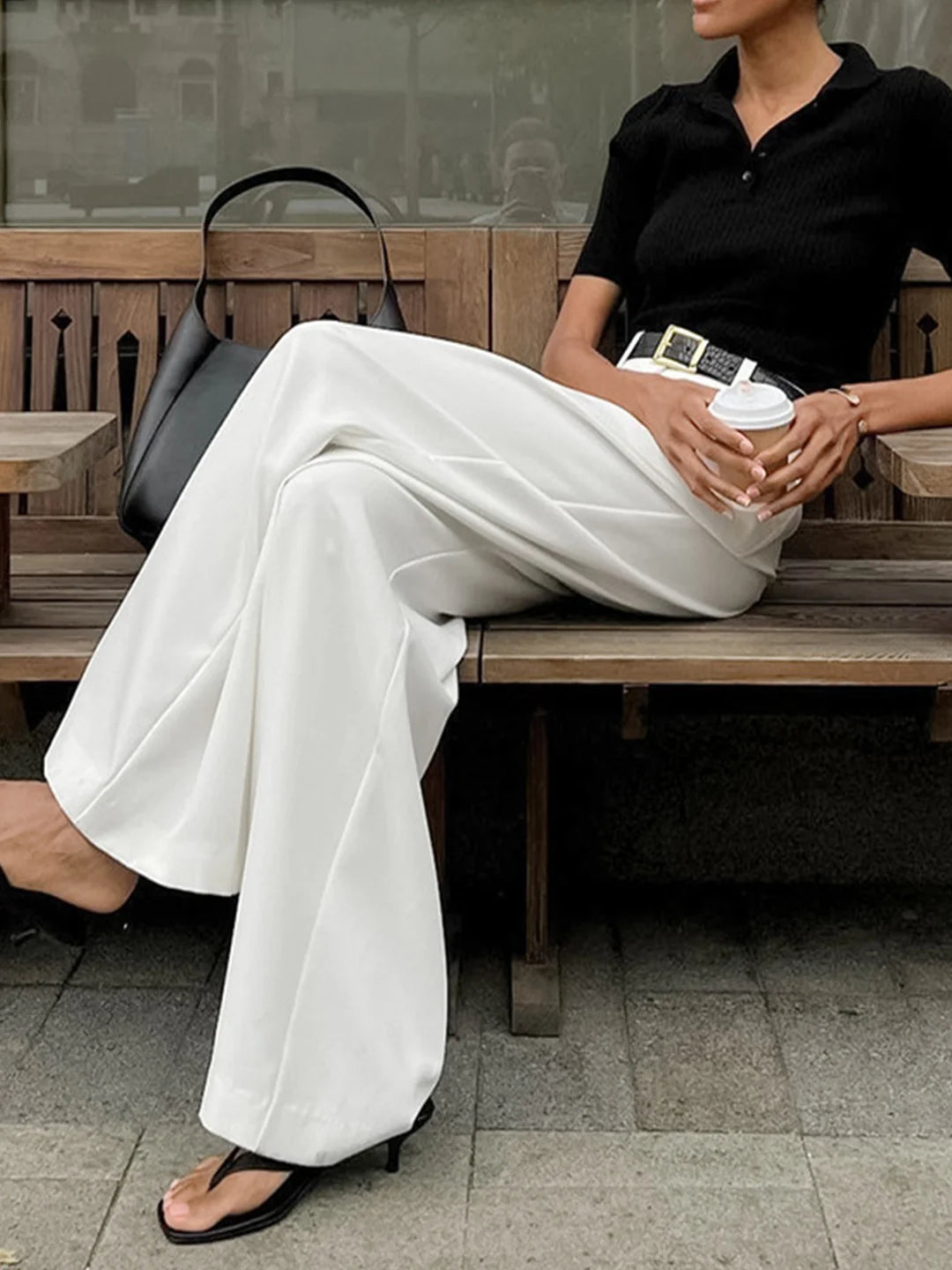 High Waist Drape Casual Pants