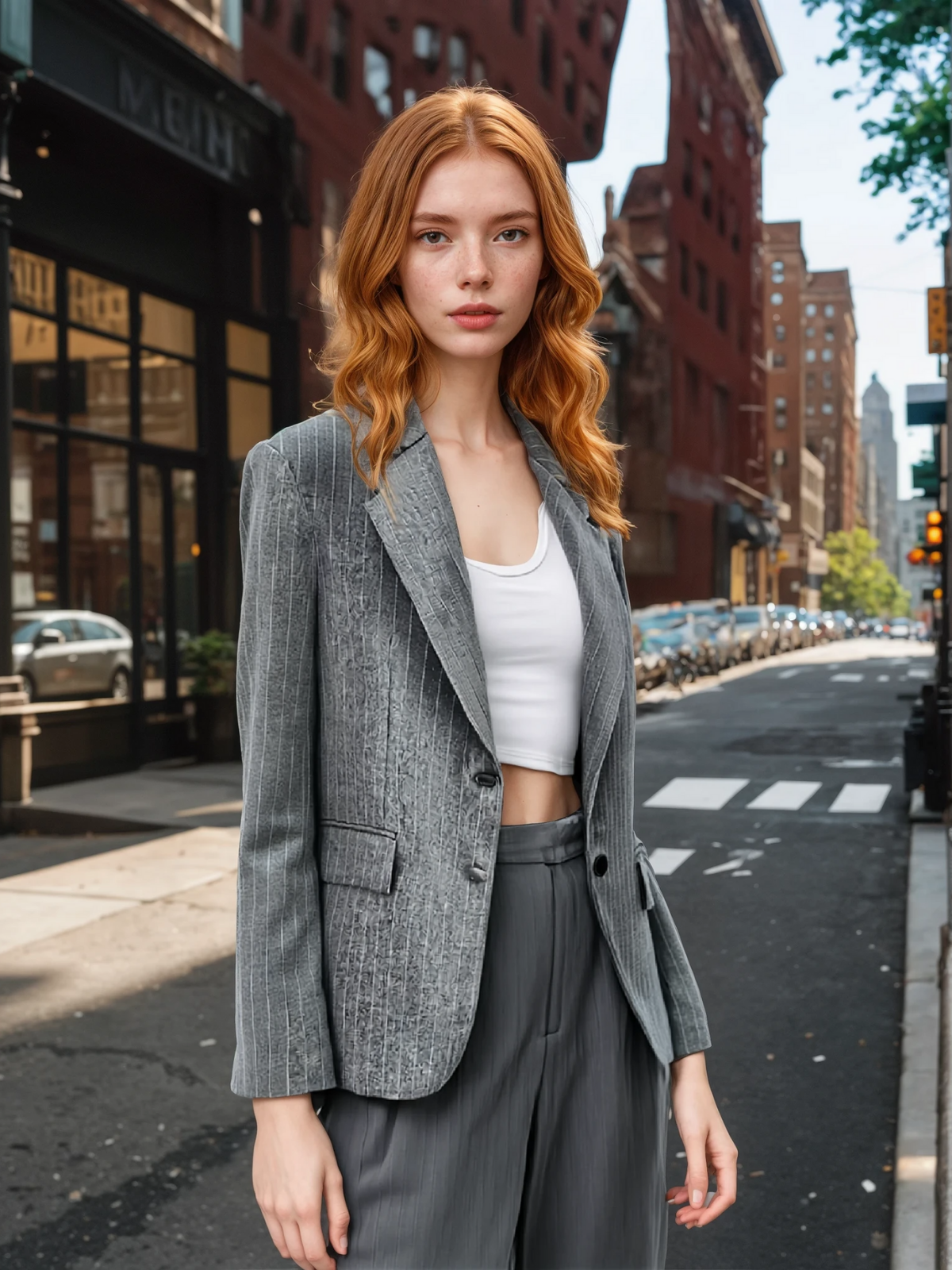 Wool Blend Oversized Pinstripe Lapel Blazer
