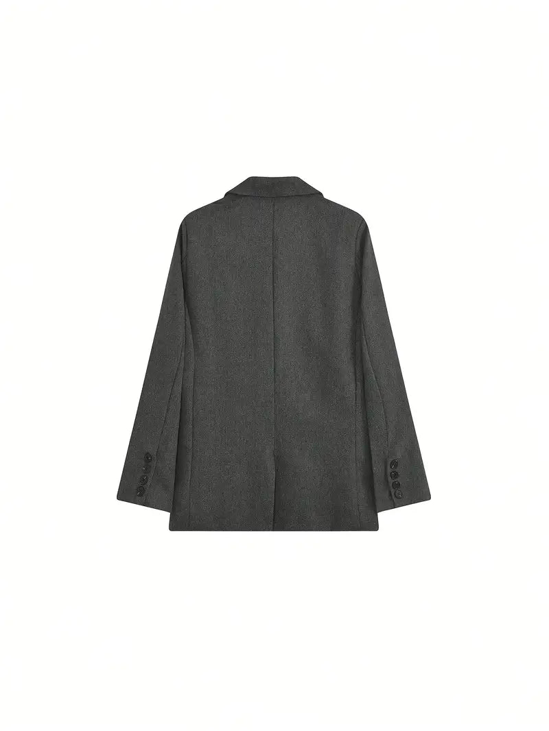 Chic Retro Herringbone Fleece-Blend Blazer