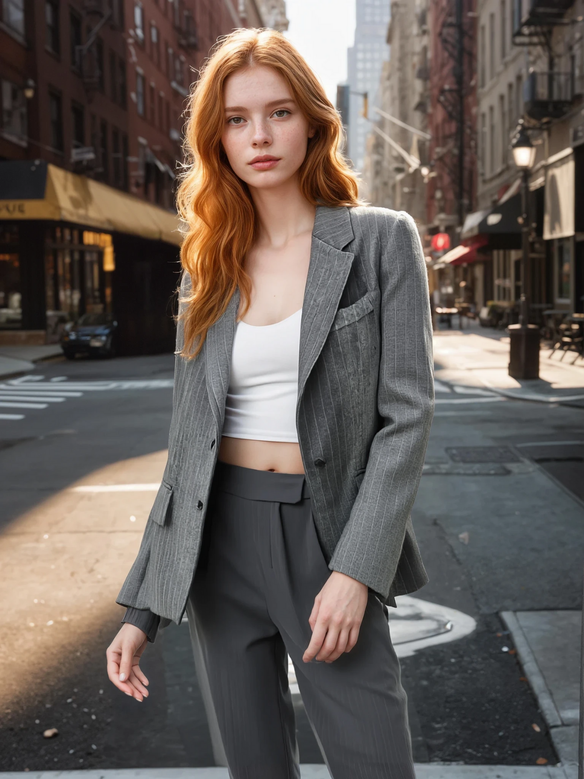 Wool Blend Oversized Pinstripe Lapel Blazer