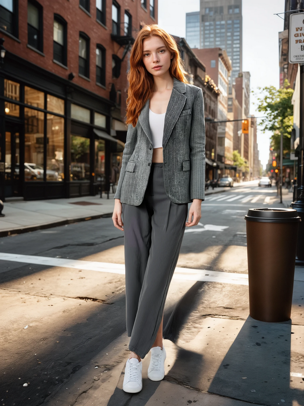 Wool Blend Oversized Pinstripe Lapel Blazer