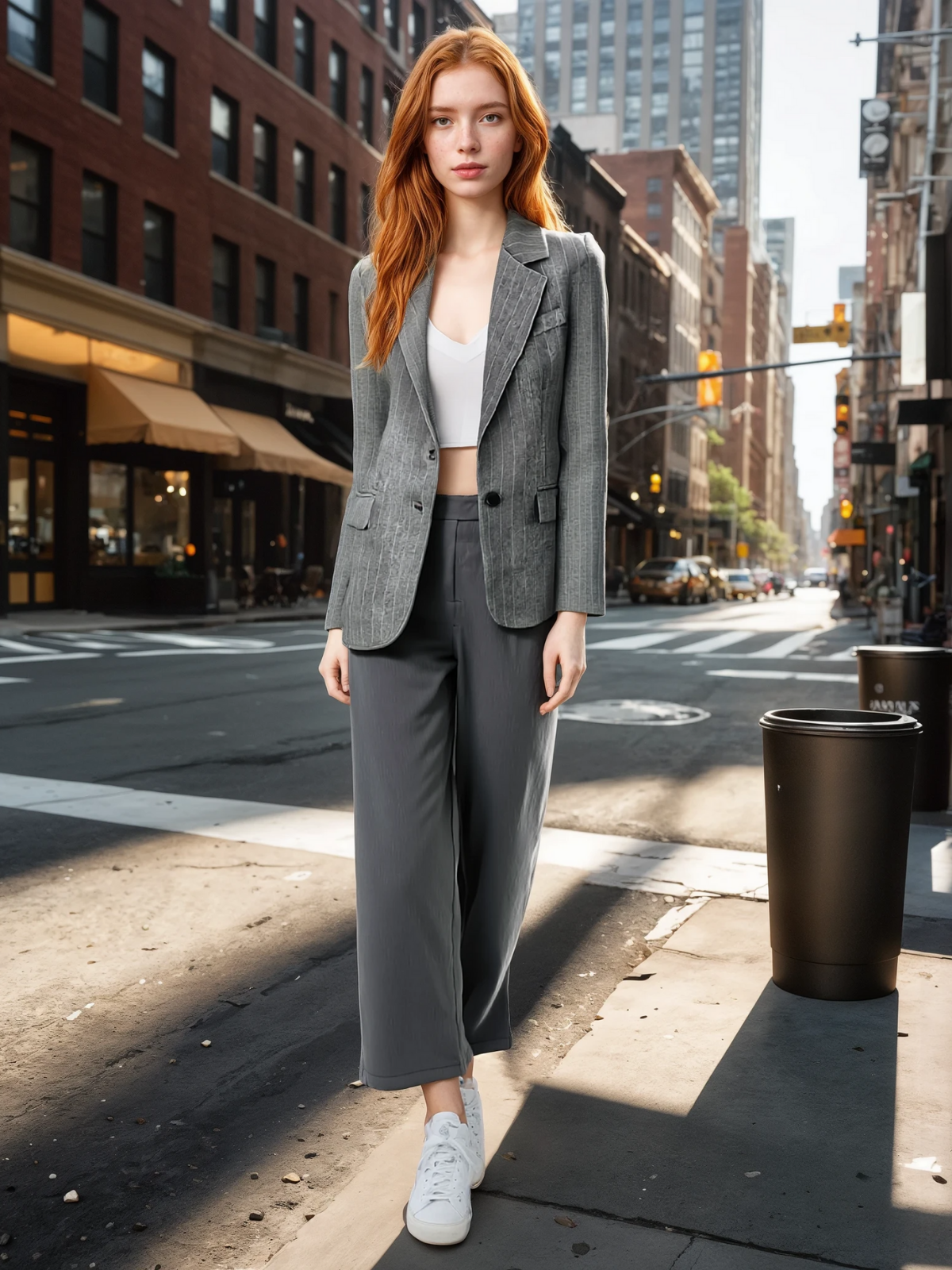 Wool Blend Oversized Pinstripe Lapel Blazer