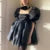 Women Kawaii Puff Sleeve Tulle Princess Dress Vintage Off Shoulder Square Collar Mini Dress Puffy Mesh Party Prom Evening Dress