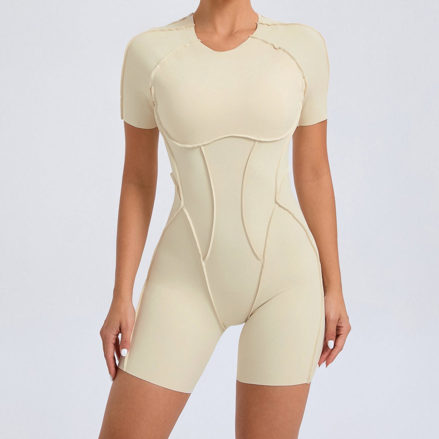 Three Dimensional Beauty Sports Yoga Jumpsuit One Piece Tight Short Sleeve Hollow Out Cutout out Beauty Back Jumpsuit Women Fitness Clothes