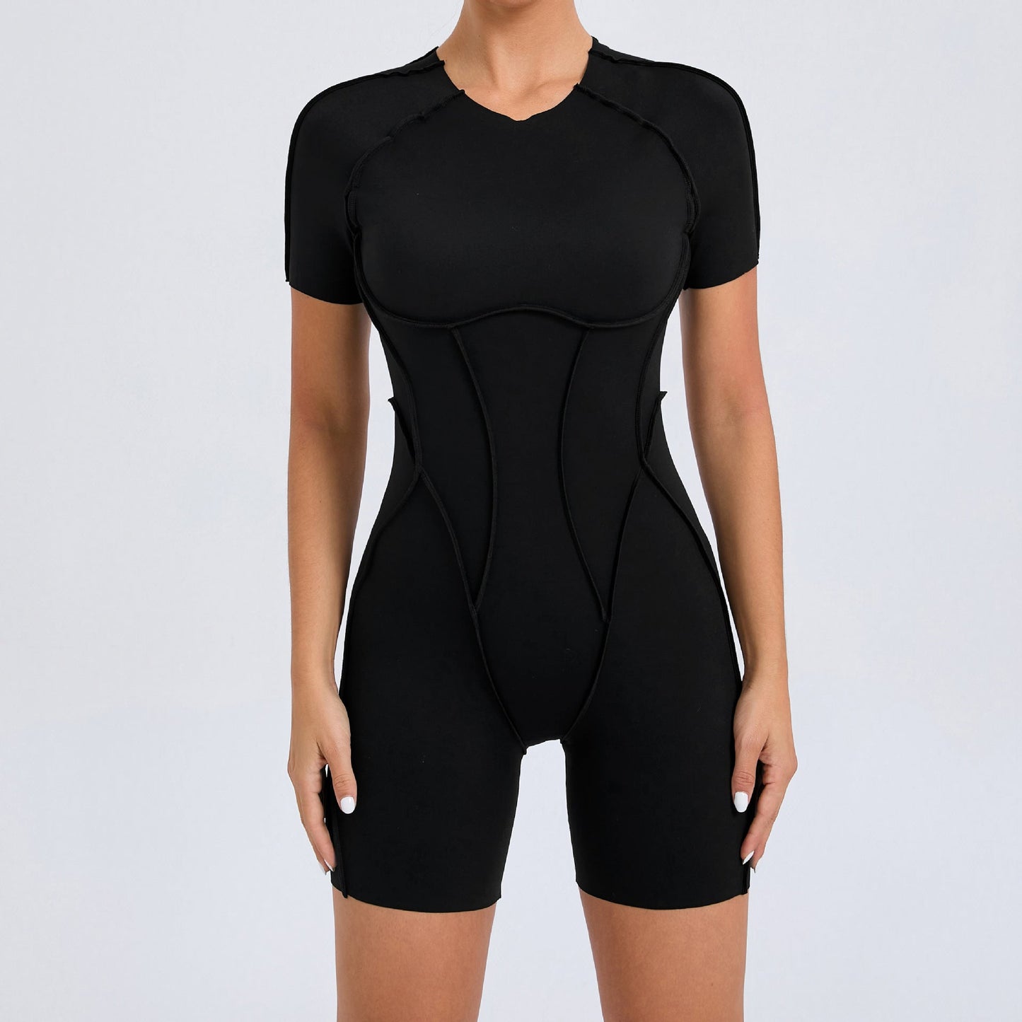 Three Dimensional Beauty Sports Yoga Jumpsuit One Piece Tight Short Sleeve Hollow Out Cutout out Beauty Back Jumpsuit Women Fitness Clothes