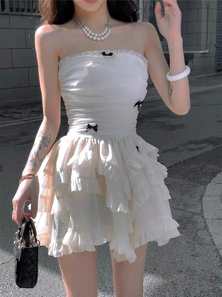 Women Princess Evening Party Prom Sleeveless Slim Elegant Mini Dress A-line Korean Fashion Spring Summer New Vestidos Mujer