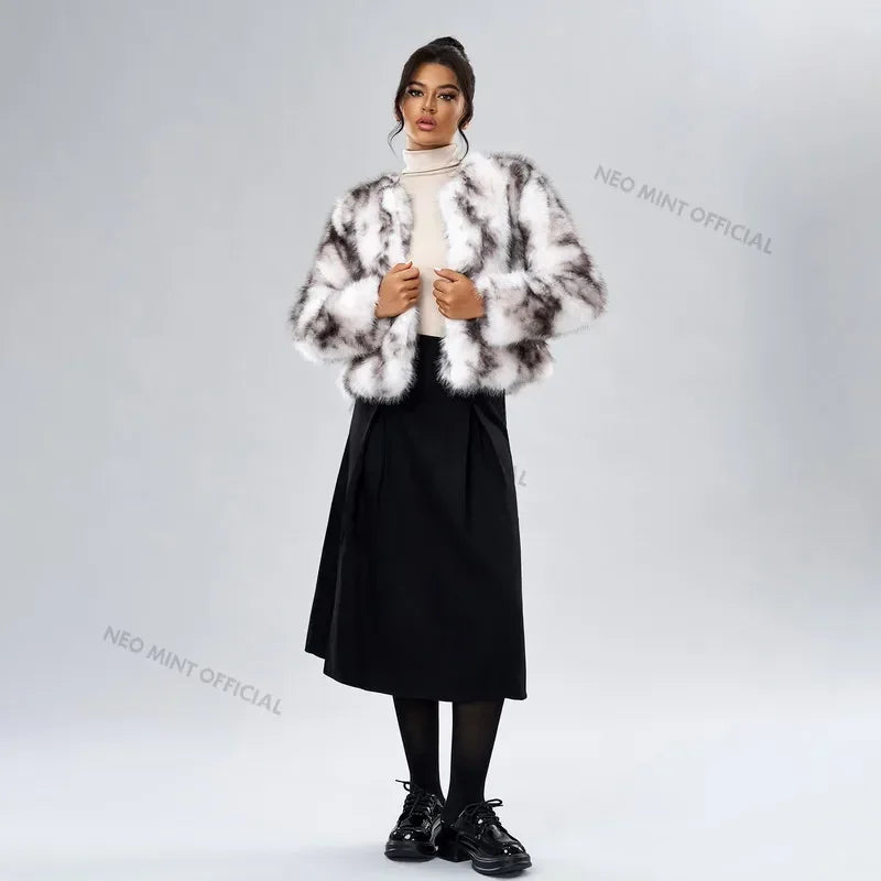 Winter Fluffy Faux Fox Fur Coat Women Brand Fashion Streetwear Overcoat Chic Girls Warm Short Furry Fur Jacket