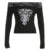 Gothic Retro Lace Trim Slash Neck Blouses Women¡¯ Long Sleeve Y2k Darkly Chic Print Autumn Trendy Fashion Tops