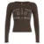 American Retro Letter Print Button V-Neck Shirt Women¡¯s Autumn New Blouse Slim Basic Knitted Top Tees Streetwear Fashio