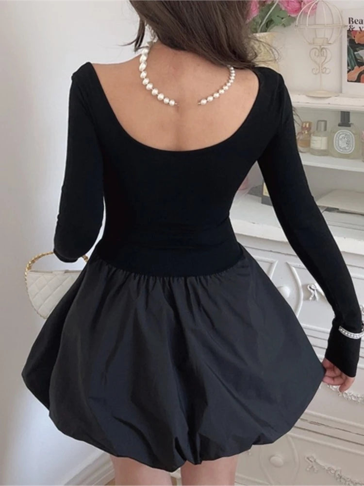 Women Solid Mini Dresses for Women Spicy Girl Party Long Sleeve A-line Classic Bottoming Elastic Autumn Female Clothing New