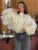 Patchwork Ruffled White Shirts Fashion Elegant For Women High Waist Long Sleeve Casual Streetwear Ladies Blouse Top