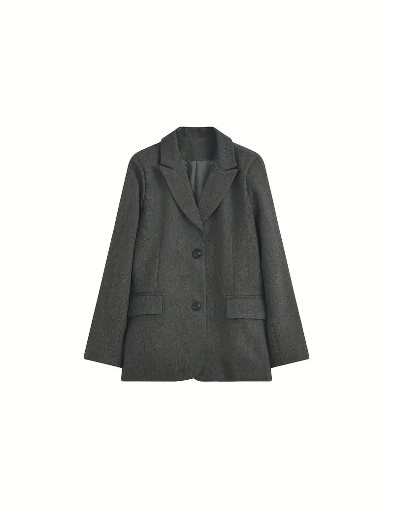 Chic Retro Herringbone Fleece-Blend Blazer