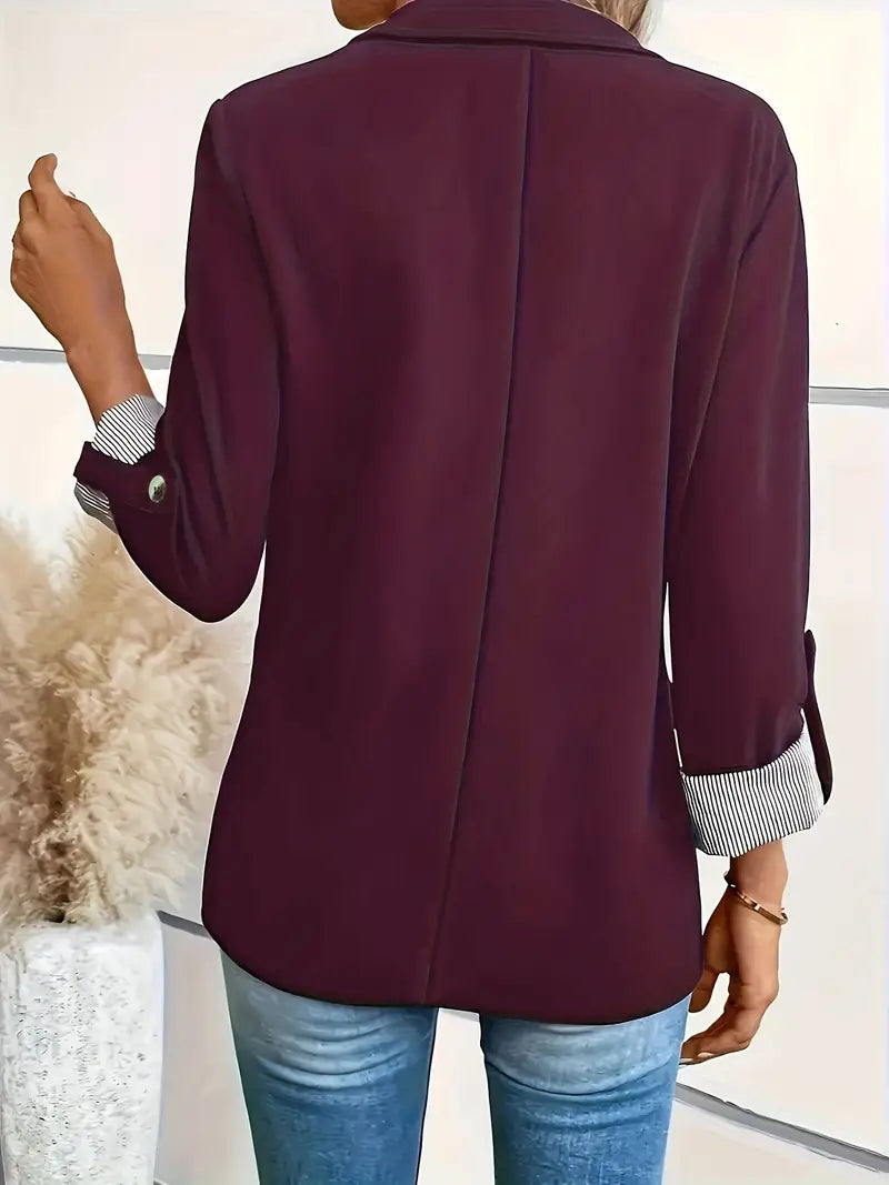 Solid Color All-matching Long Sleeve Blazer