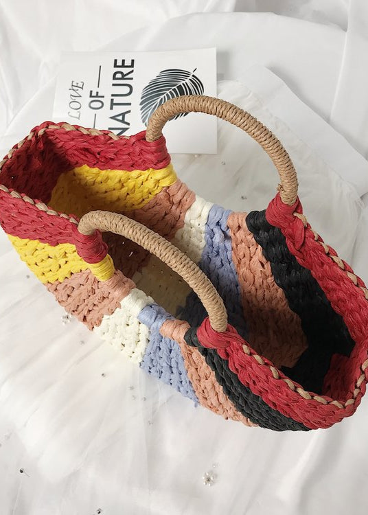 Luna - Multicolor Woven Fan Tote with Round Handles