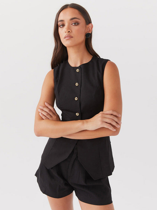 Always In Love Linen Sleeveless Vest