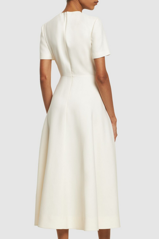 Ava Floral Applique Short Sleeves Midi Dress