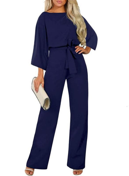 Fall Winter Batwing Long Sleeve Lace Up Women One Piece Trousers