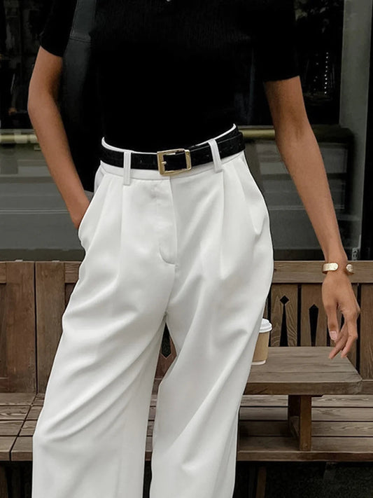 High Waist Drape Casual Pants