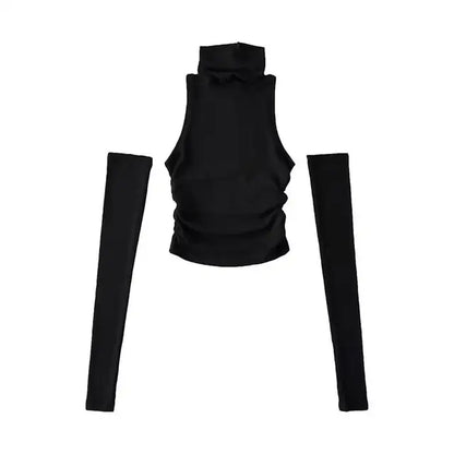 2025 New Spicy Girls Y2k Tops Oversleeve Sexy Turtleneck Tank Top for Women&#8217;s Slim Fit Short tshirt Skinny Streetwear Crop Top