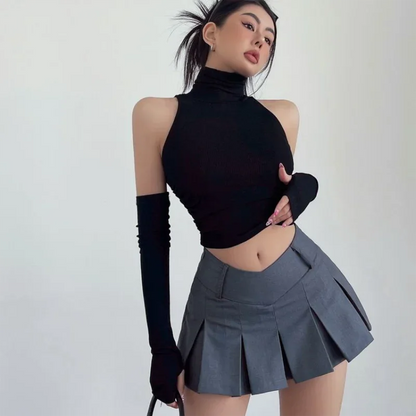 2025 New Spicy Girls Y2k Tops Oversleeve Sexy Turtleneck Tank Top for Women&#8217;s Slim Fit Short tshirt Skinny Streetwear Crop Top