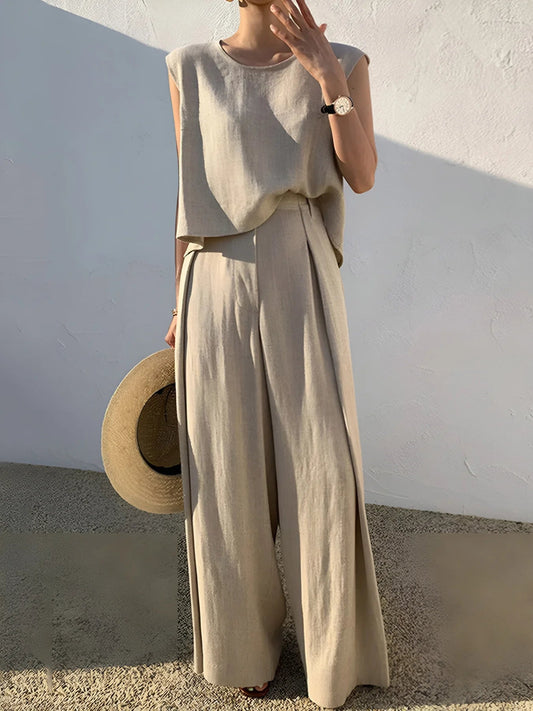 Linen Blends Casual Pants Matching Suit