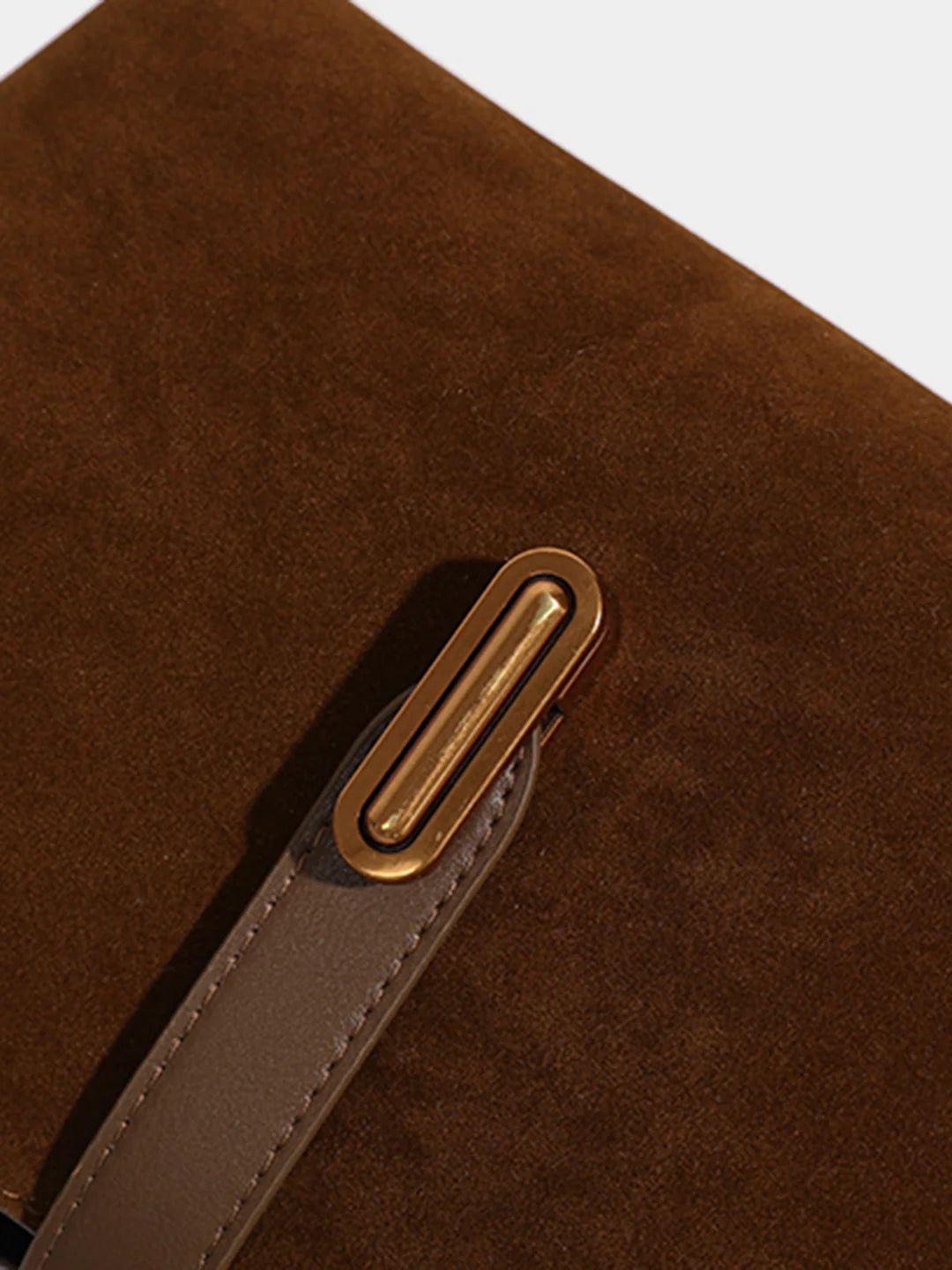 Top Handle Suede Compartment Bag