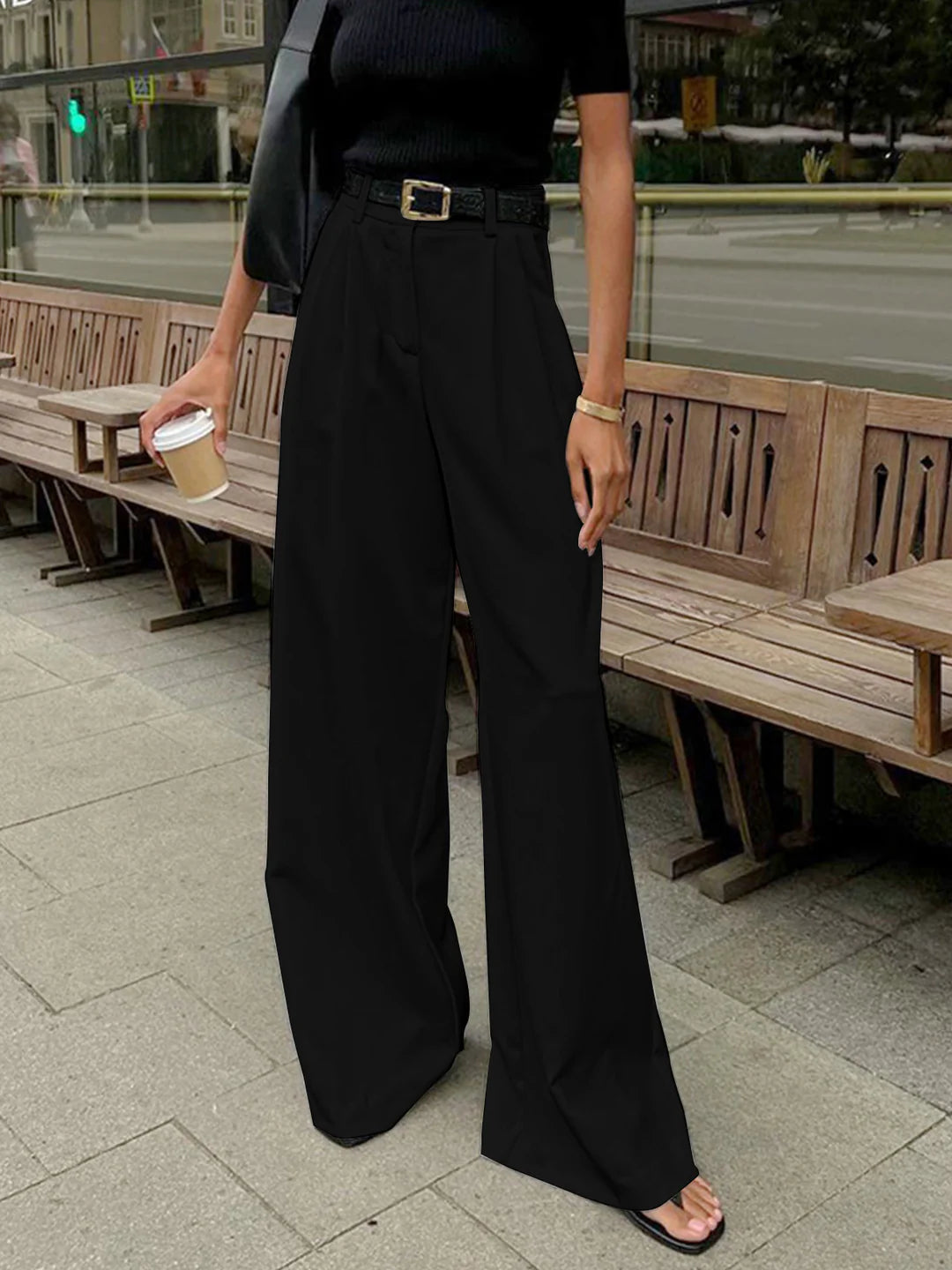 High Waist Drape Casual Pants