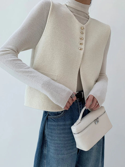 Old Money Style Split Sweater Vest