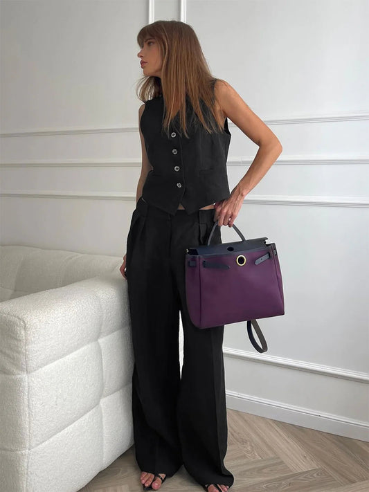 Always Chic Cotton & Linen Pants Matching Set