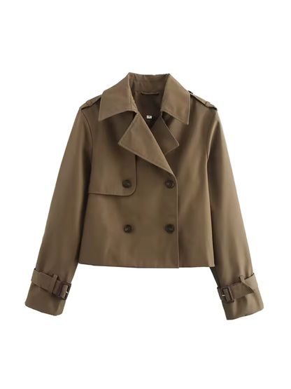 Lapel Double Breasted Versatile Short Trench Coat
