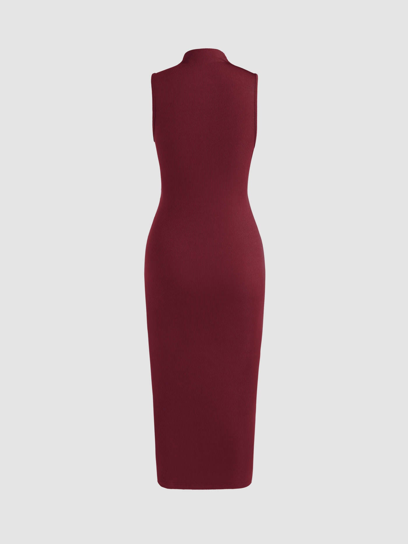 Sleeveless Round Neck Pleated Slit Dress