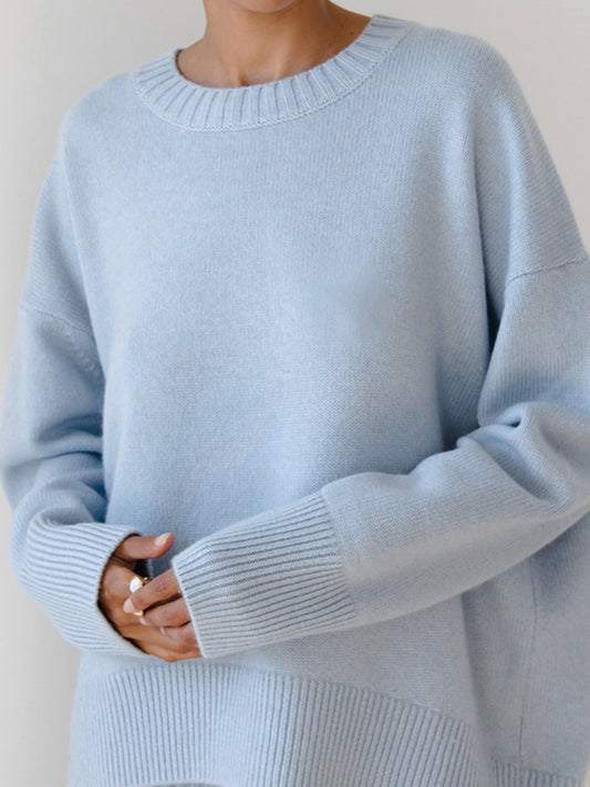 Skye Knit Set – Soft Crewneck Sweater & Pleated Skirt