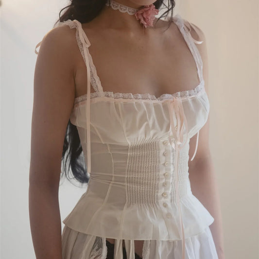 Lace Patchwork Bustier Crop Top