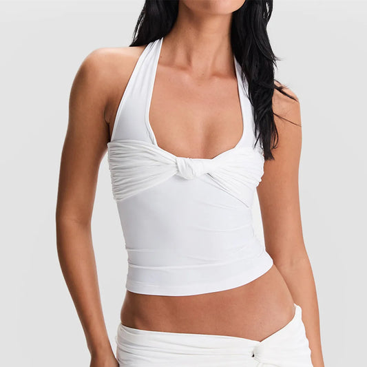 Knot Front Halter Crop Top