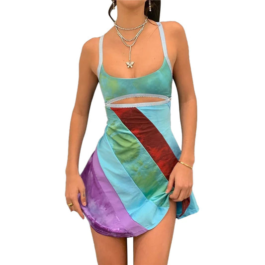 Women&#8217;s Sexy Mini Dress Backless Halter Sleeveless Bodycon Dress Summer Club Party Holiday Beach Dresses Y2K Streetwear