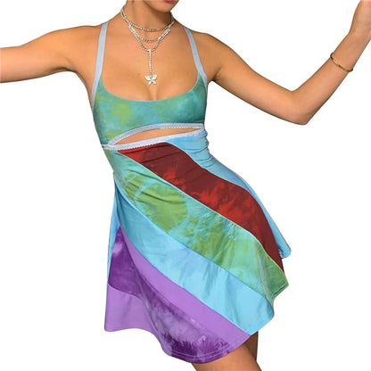 Women&#8217;s Sexy Mini Dress Backless Halter Sleeveless Bodycon Dress Summer Club Party Holiday Beach Dresses Y2K Streetwear