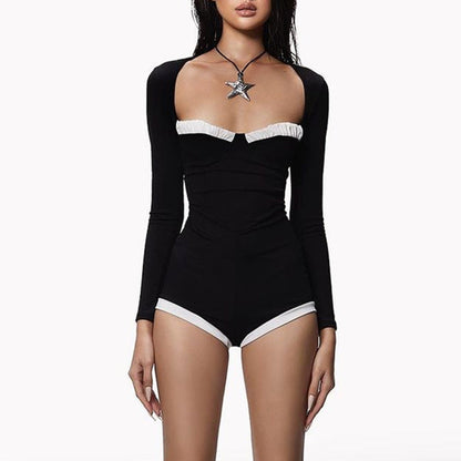Women Clothing Autumn Sexy Girls Sexy Slim Waist Long Sleeve Jumpsuit Women