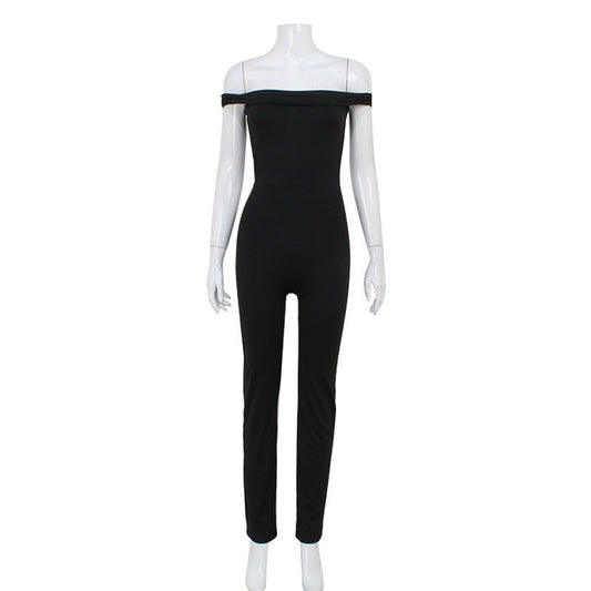 Off Shoulder Corset Tight Fitting Cinched Sexy One Piece Trousers Jumpsuit Women Clothing