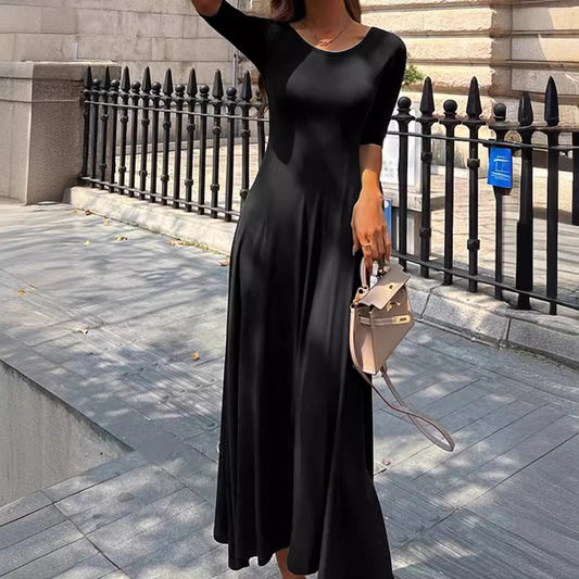 Wal Mart Spring Summer Sexy Girls High Elastic Solid Color Dress Women