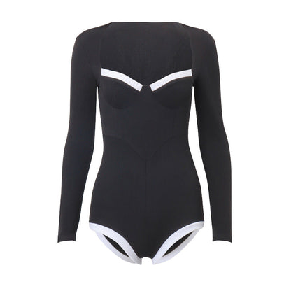 Women Clothing Autumn Sexy Girls Sexy Slim Waist Long Sleeve Jumpsuit Women