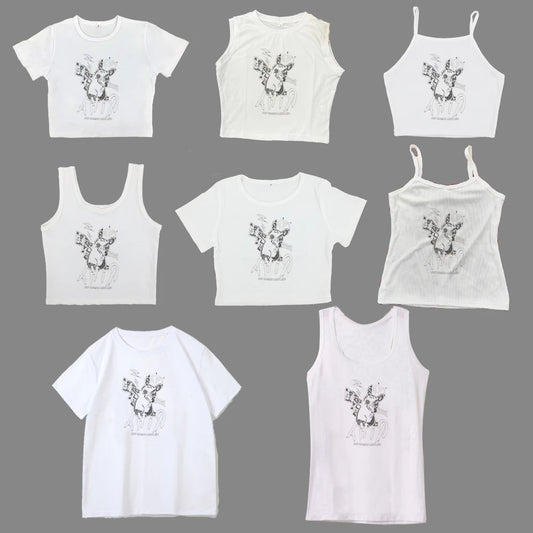 Sweet and spicy new printed short-sleeved short T-shirt women summer  Spice Girls slimming everything with shoulder clothes