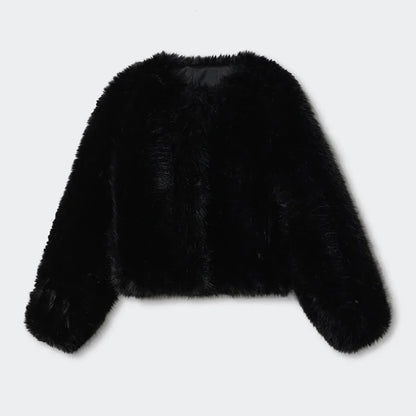 Ins Hot Brand Fashion Black Warm Cozy Cropped Faux Fur Coat Women Winter  Chic Girls Street Fashion Luxury Short Fur Jacket