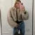 Iconic Street Fashion Week Luxury Brand Gardient Cropped Faux Fur Coat Women Winter  Hot Cool Girls Fluffy Short Fur Jacket