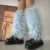 Ins 2000s Sweet Cute Pink Lolita Girls Gradient Faux Fur Leg Warmers Women Costume Leggings Hot Y2k Goth Punk Legcovers