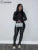 Women&#8217;s Solid Stretchy Two Piece Set Sexy Slim O-neck Long Sleeve Crop Top+Casual Sporty Pencil Pants Lady Tracksuits